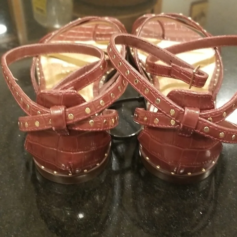 💕TED BAKER LONDON💕 Mathar Flat Studded Gladiator Sandal ~ Dark Brown 38.5 NWT